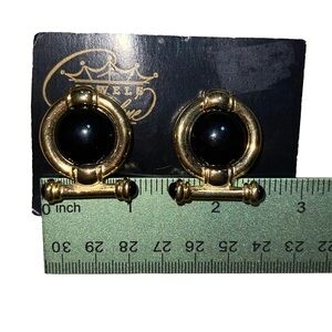 Vintage Park Lane clip-on earrings Gold tone & Black Never Worn elegant detailed
